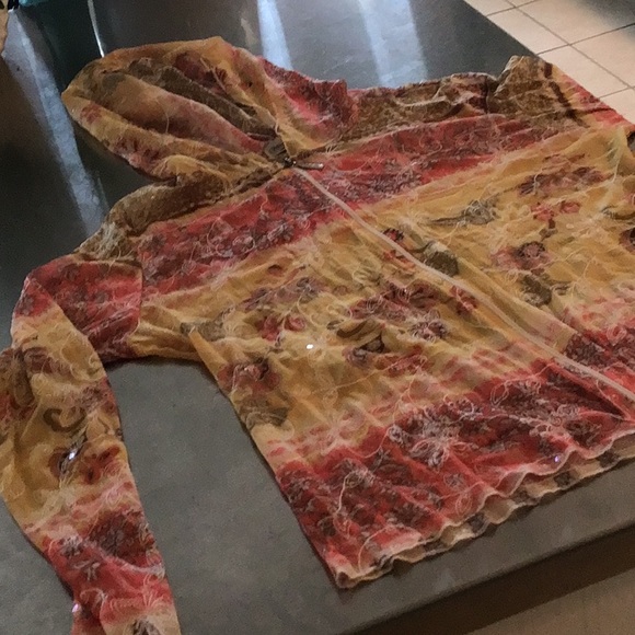 Vine Street, sheer, lightweight, hoodie style, zippered front topper. - Picture 1 of 9